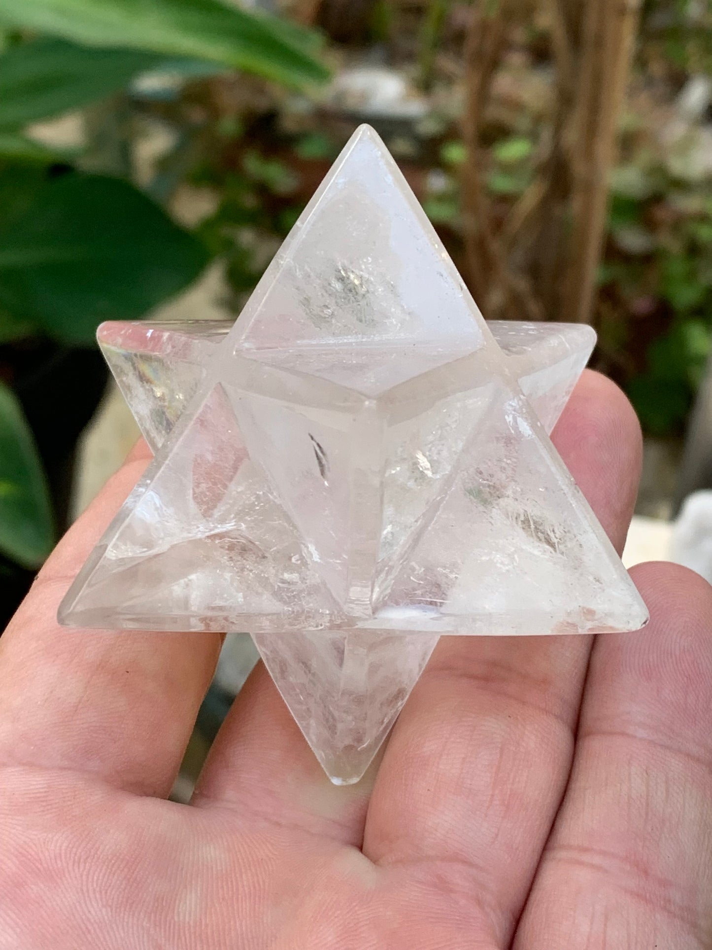 Mercaba/ Mercabah/ Merkabah (étoile à 8 branches), en cristal de roche. De 44x44x44mm - 137,7 grammes. Qualité A à AAA !