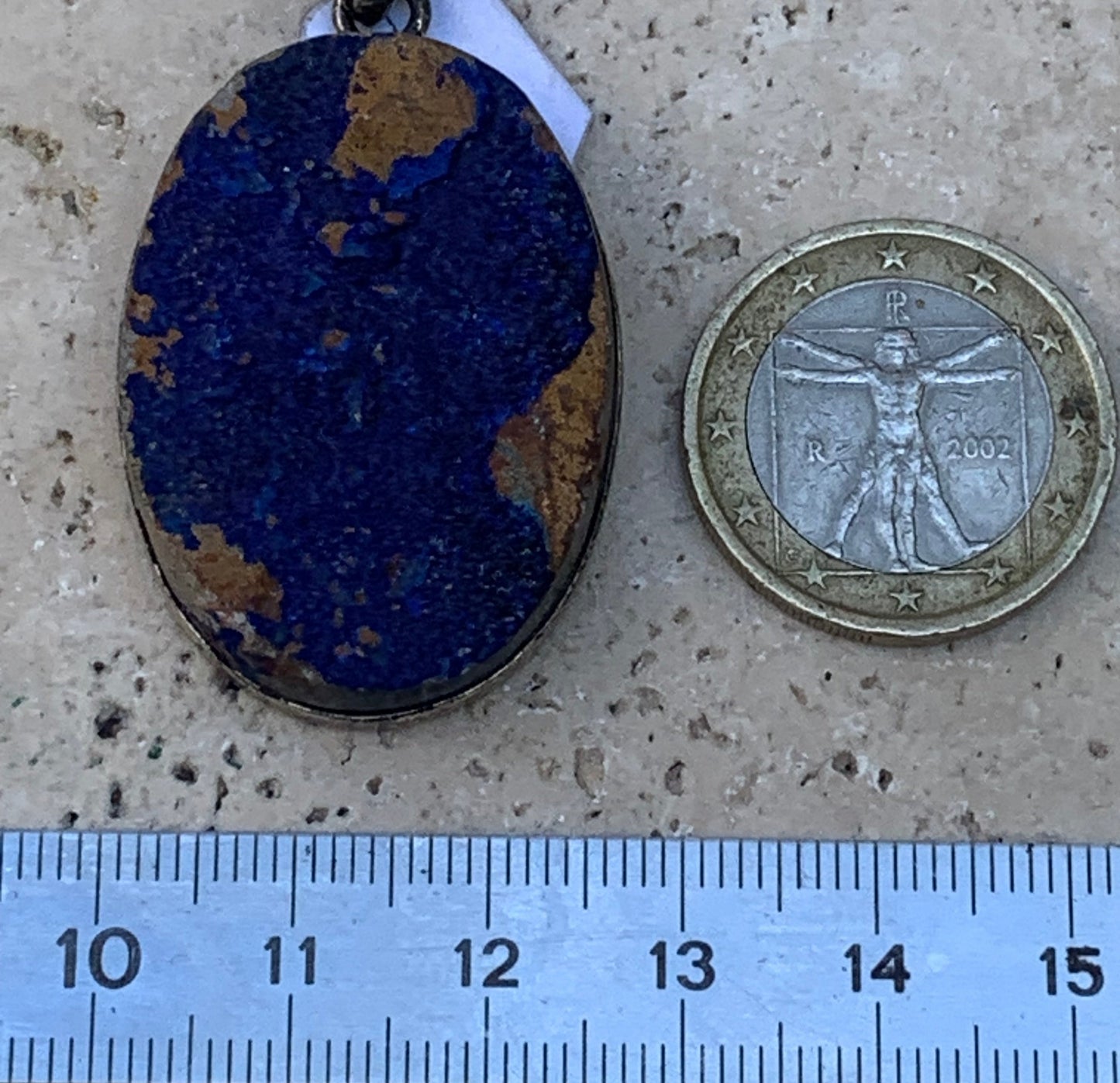 Azurite, Silver pendant, 47mm high x 27mm wide x 8mm thick. Sold with a free adjustable black cord!