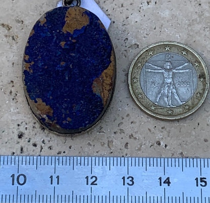 Azurite, Silver pendant, 47mm high x 27mm wide x 8mm thick. Sold with a free adjustable black cord!