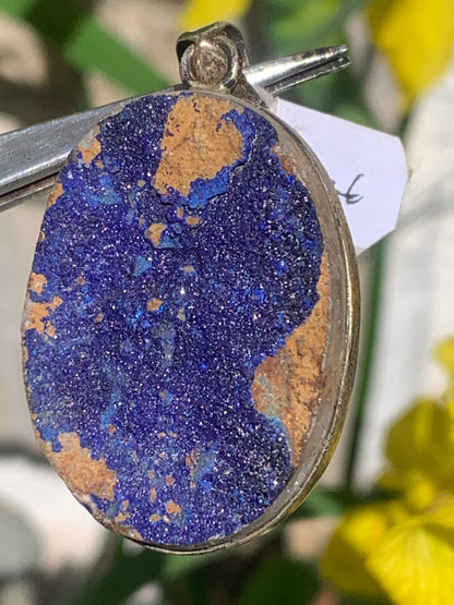 Azurite, Silver pendant, 47mm high x 27mm wide x 8mm thick. Sold with a free adjustable black cord!