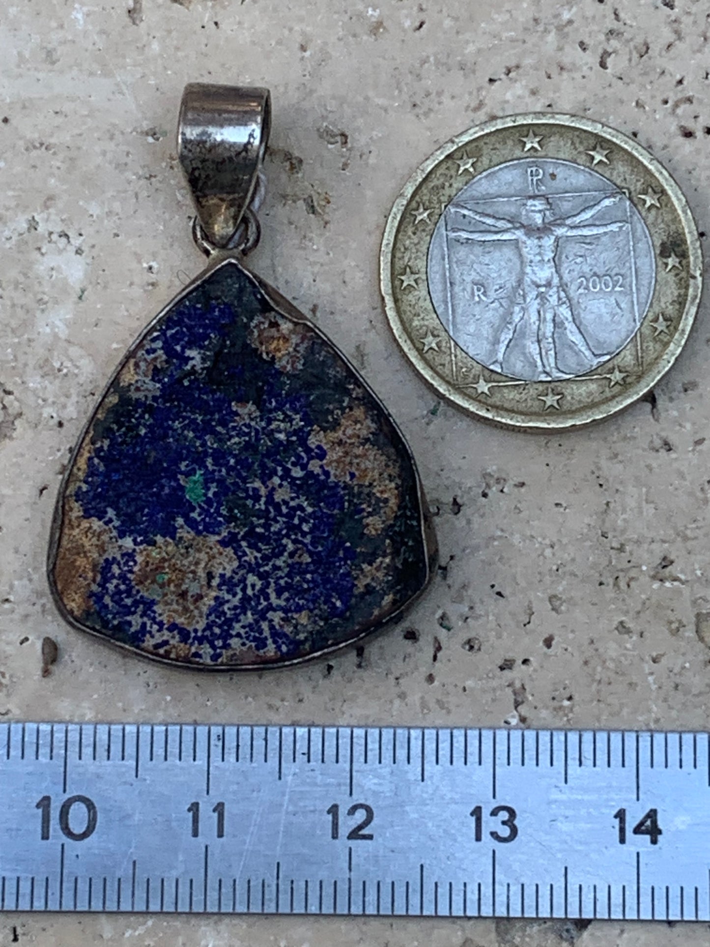 Azurite, Silver pendant, 42mm high x 27mm wide x 8mm thick. Sold with a free adjustable black cord!
