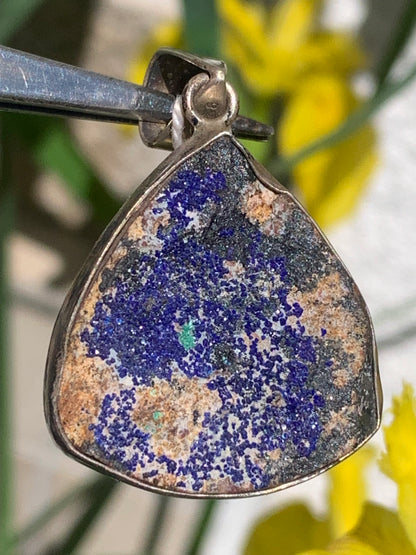Azurite, Silver pendant, 42mm high x 27mm wide x 8mm thick. Sold with a free adjustable black cord!