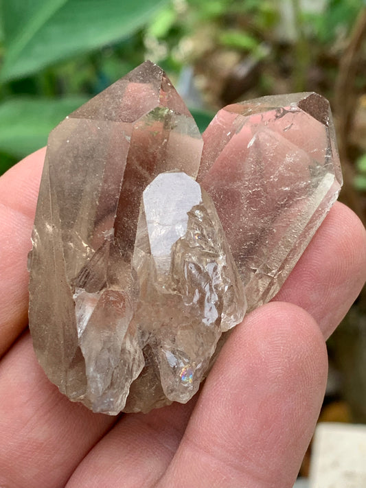 Cristal de roche fumé/ Quartz fumé, pointe naturelle de 60x45x25 mm - 59,2 gr., très belle qualité, très belle pureté !