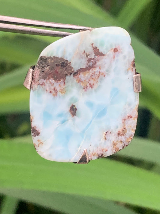 Larimar, pendentif en Argent de 32 mm de hauteur x 27 de largeur x 8 d'épaisseur. Vendu avec cordon réglable de couleur noire offert !