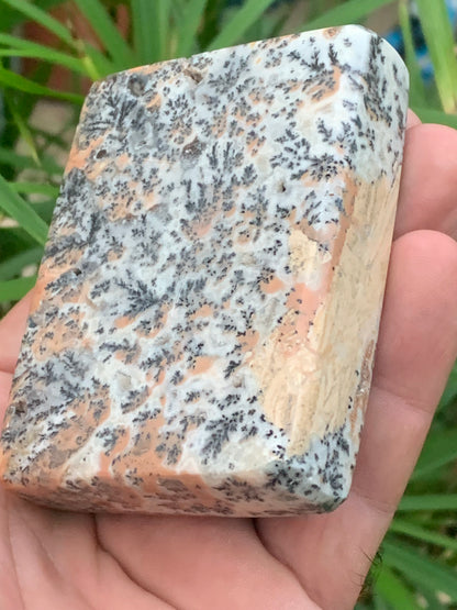 Jaspe/ Agate dendritique - forme libre de 214,7 grammes - 77x60x20mm. Très beau morceau en forme de savon !