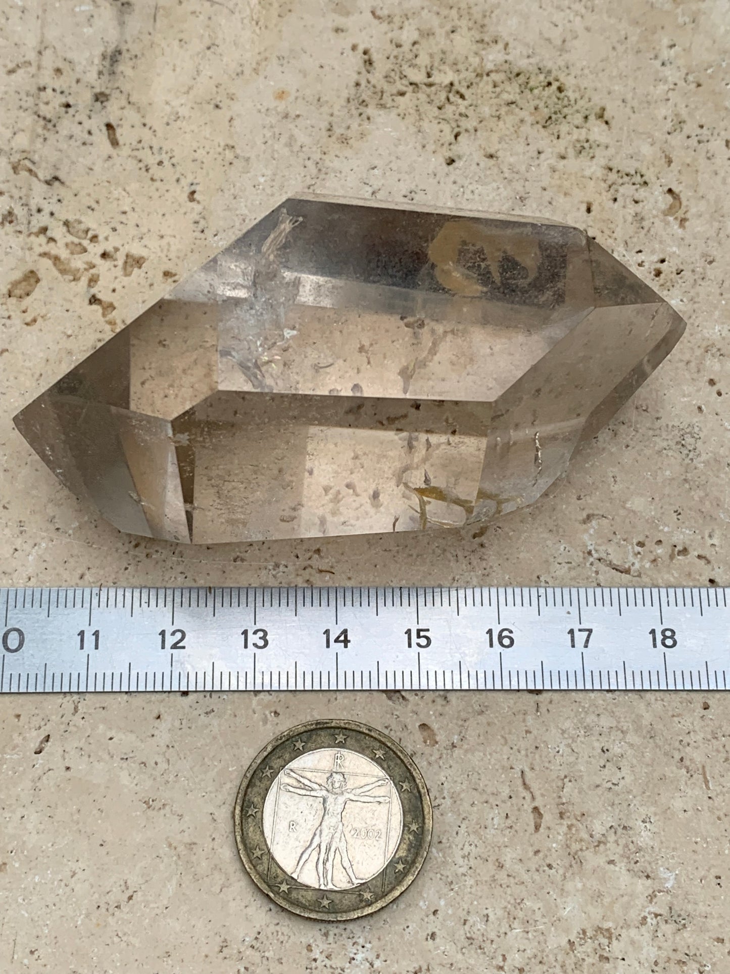 Cristal de roche fumé/ Quartz fumé, pointe bi-déterminée naturelle de 83x43x33 mm - 148,8 gr., très belle qualité, très belle pureté !