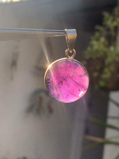 Amethyst, Silver pendant, 34 mm high x 22 mm wide x 10 mm thick. Sold with a free adjustable black cord!