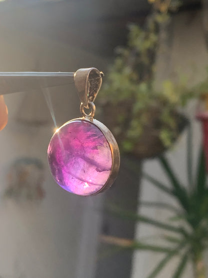Amethyst, Silver pendant, 34 mm high x 22 mm wide x 10 mm thick. Sold with a free adjustable black cord!