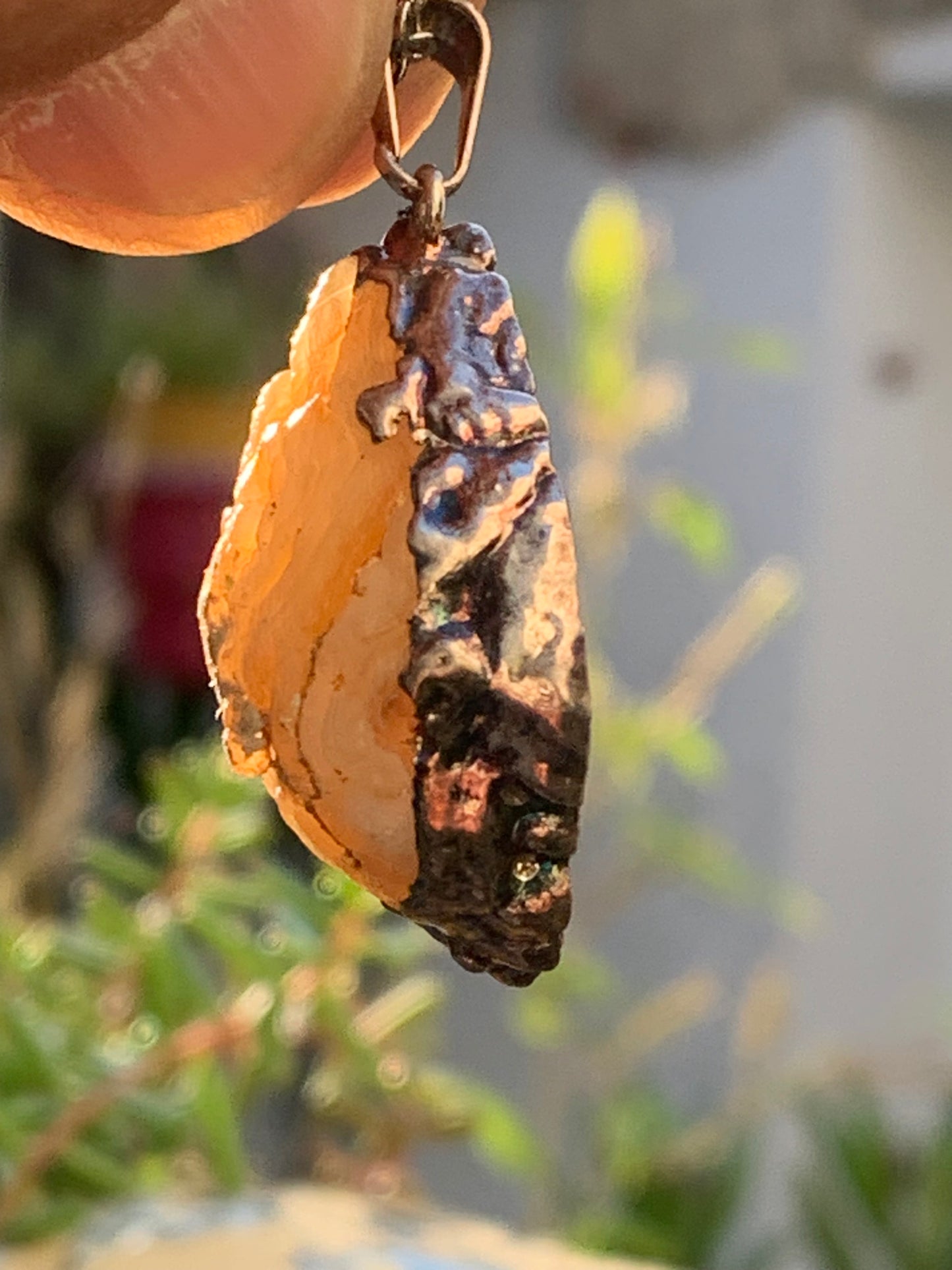 Amethyst and Agate, 'mini-geode' pendant called 'geodinhos', 42mm high x 18 x 14. Sold with free adjustable black cord!