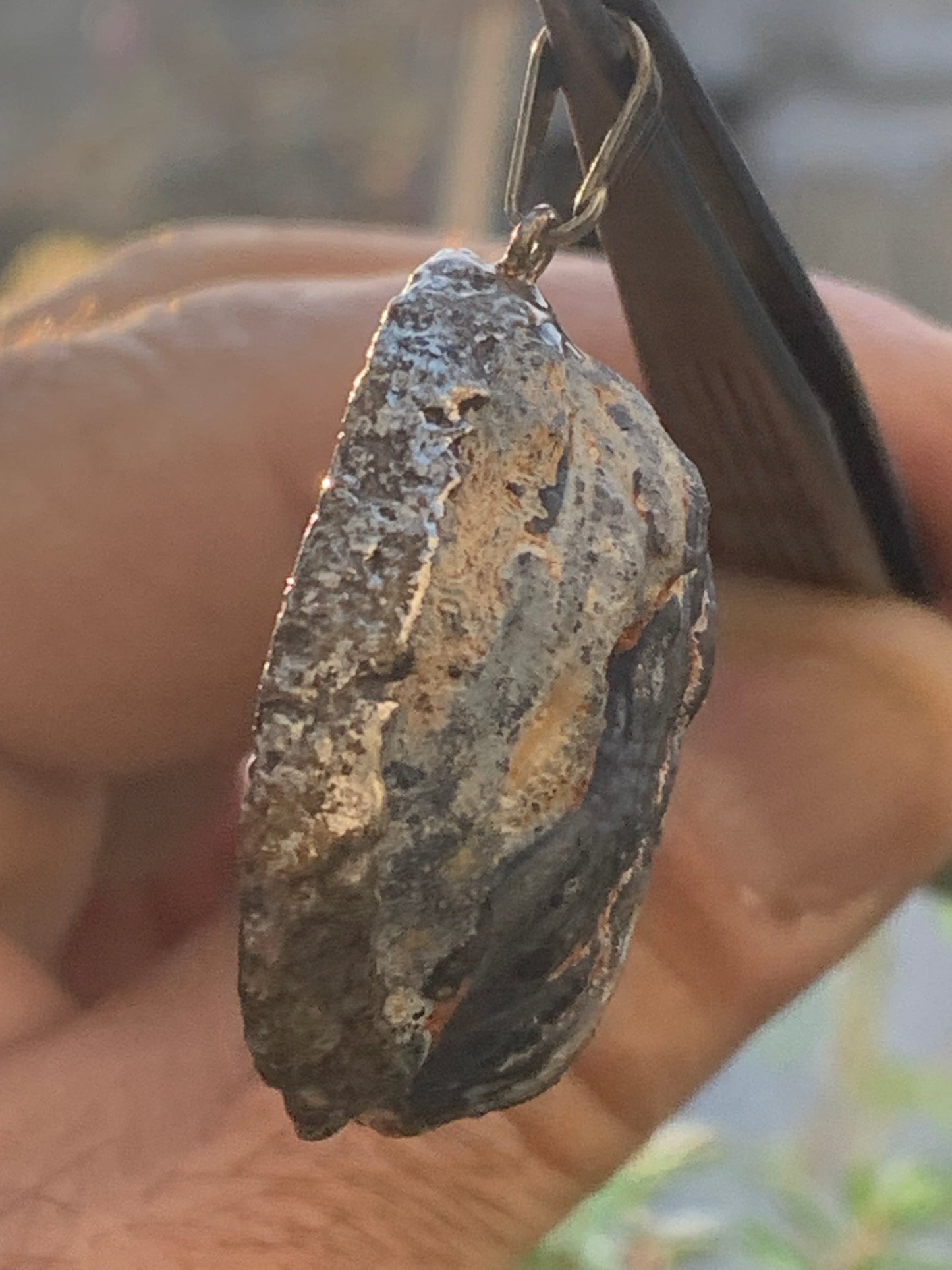 Amethyst and Agate, 'mini-geode' pendant called 'géodinhos', 42mm high x 24 wide x 12 thick. Sold with adjustable black cord!