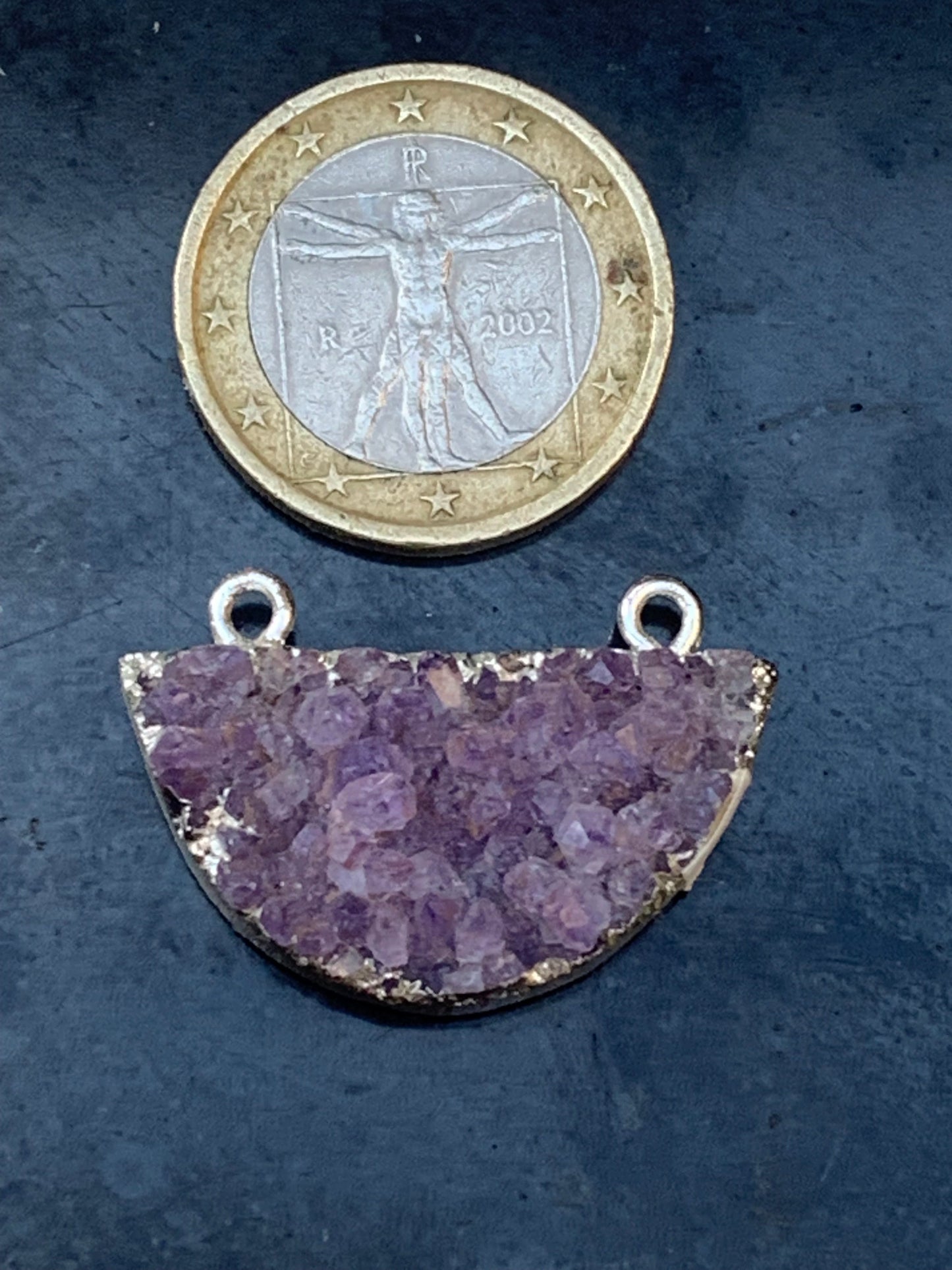 Amethyst, double-ended pendant, 20mm high x 30mm wide x 9mm thick. Sold alone or with a chain!