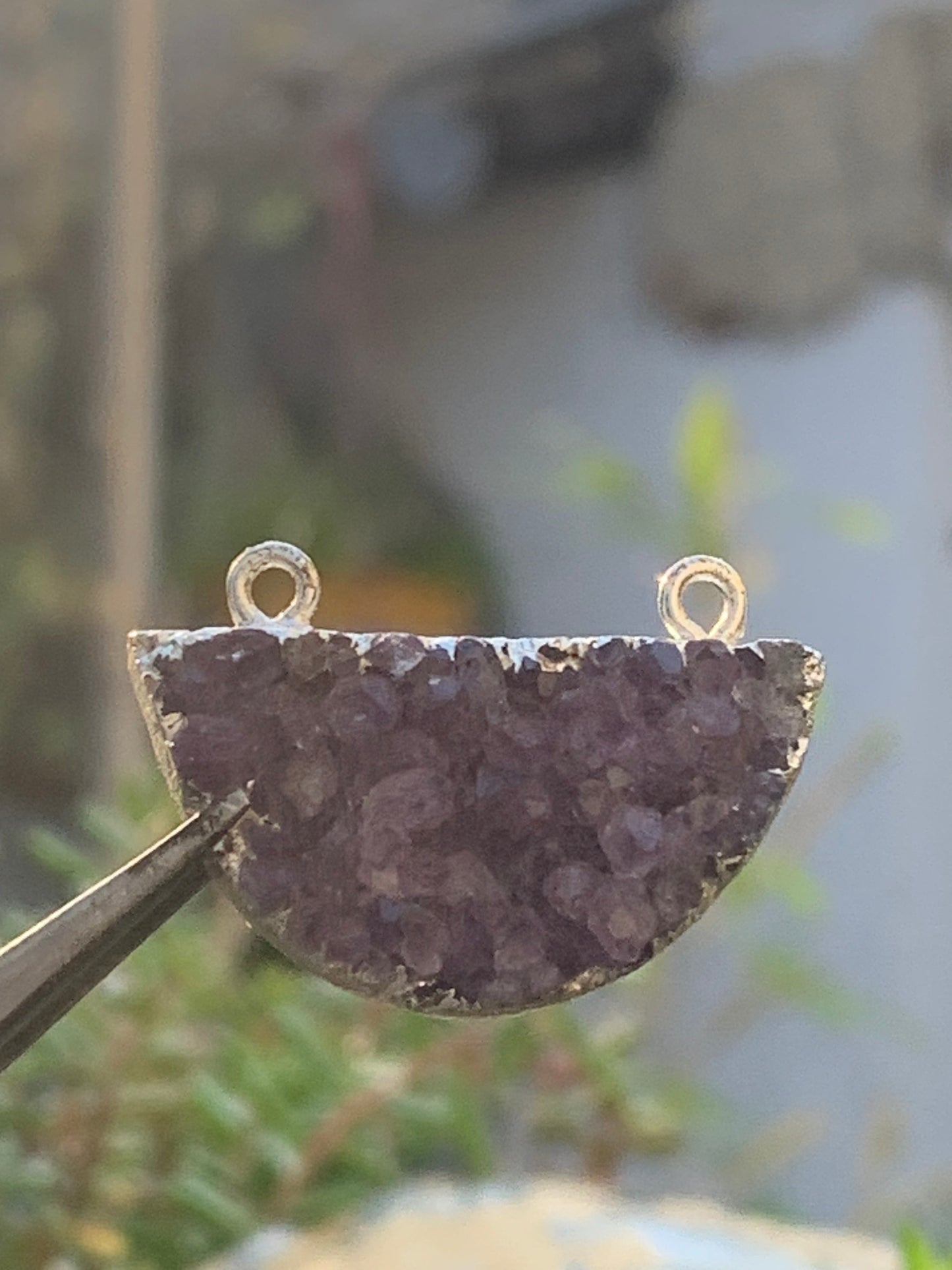 Amethyst, double-ended pendant, 20mm high x 30mm wide x 9mm thick. Sold alone or with a chain!