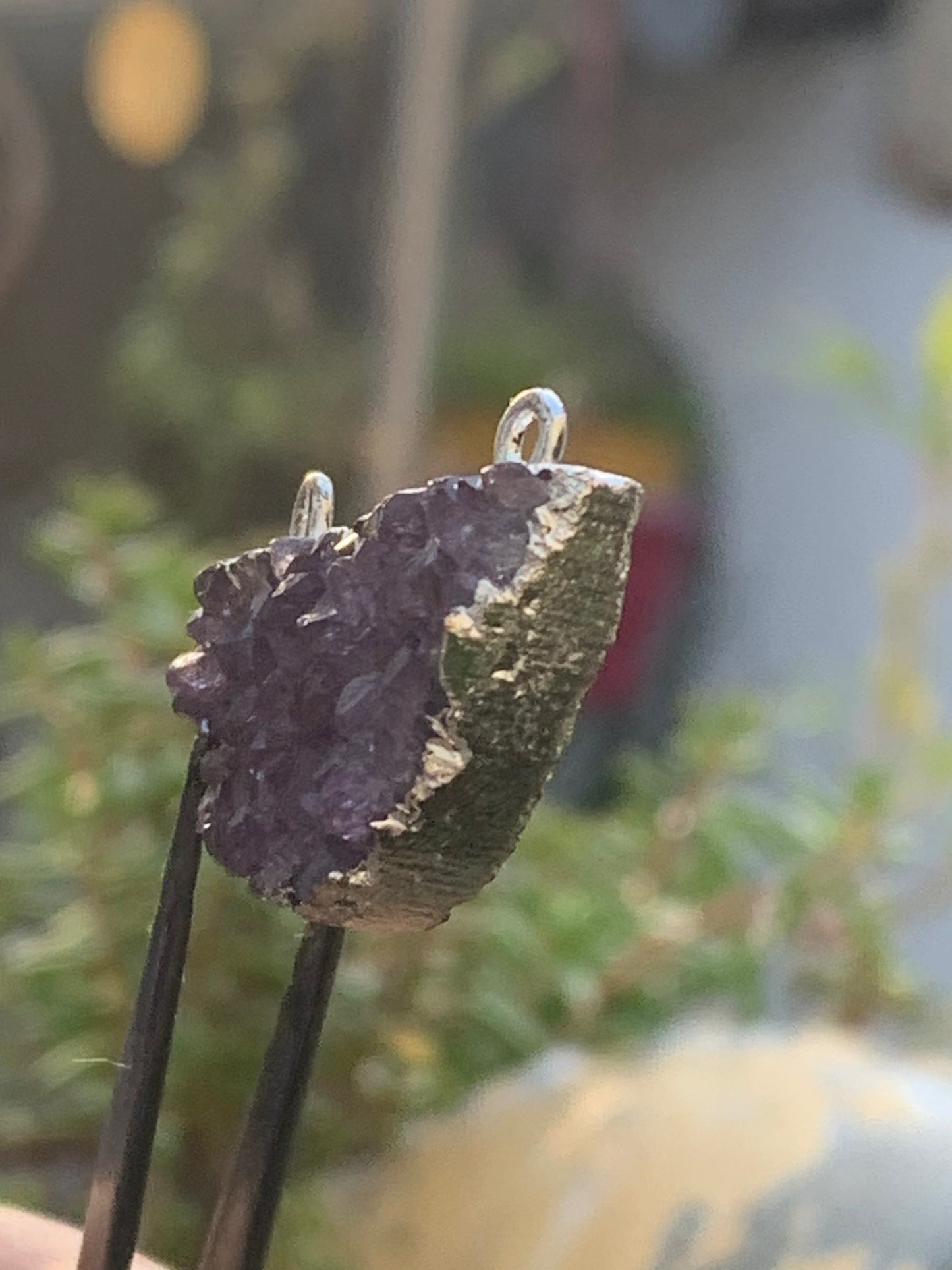 Amethyst, double-ended pendant, 20mm high x 30mm wide x 9mm thick. Sold alone or with a chain!