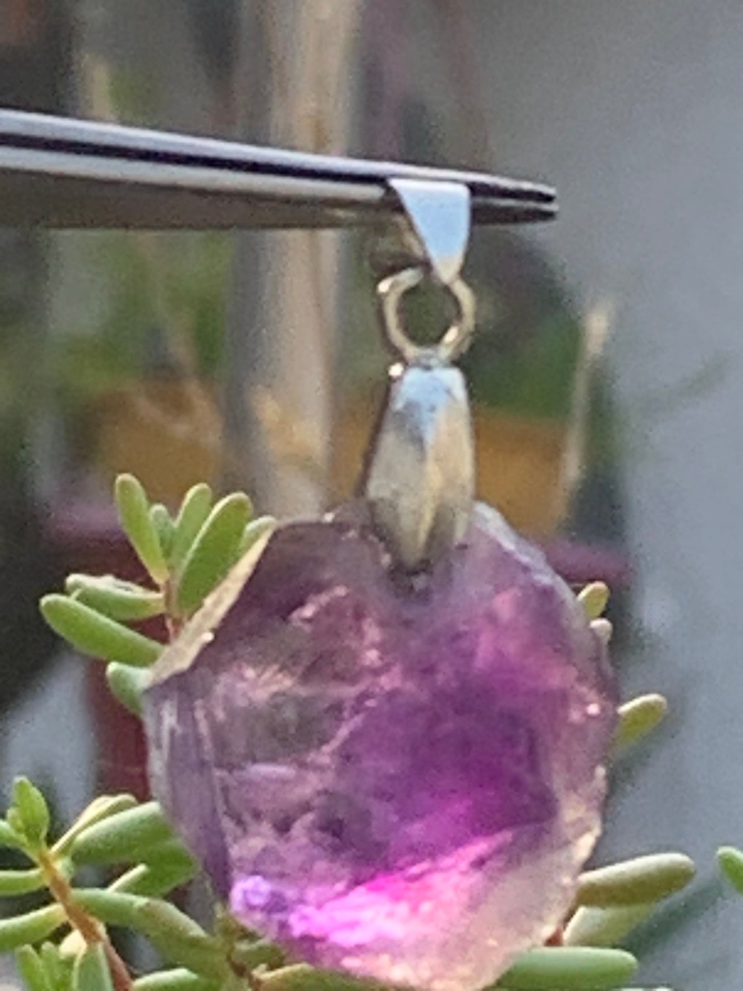 Amethyst, 'crystal' pendant, 40mm high x 20mm wide x 12mm thick. Sold with a free adjustable black cord!