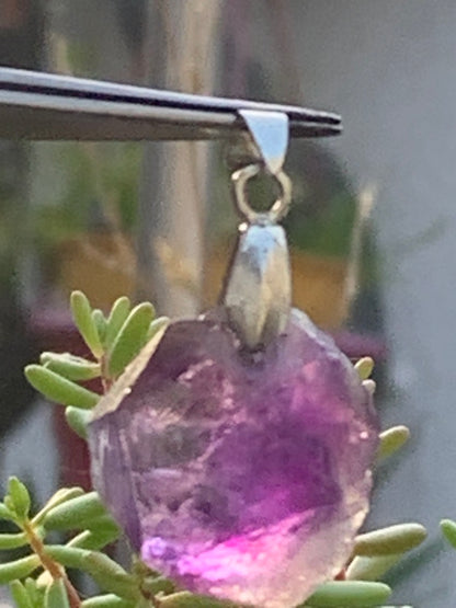Amethyst, 'crystal' pendant, 40mm high x 20mm wide x 12mm thick. Sold with a free adjustable black cord!