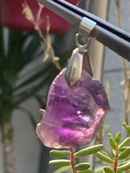 Amethyst, 'crystal' pendant, 40mm high x 20mm wide x 12mm thick. Sold with a free adjustable black cord!