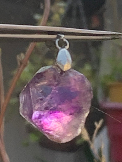 Amethyst, 'crystal' pendant, 40mm high x 20mm wide x 12mm thick. Sold with a free adjustable black cord!