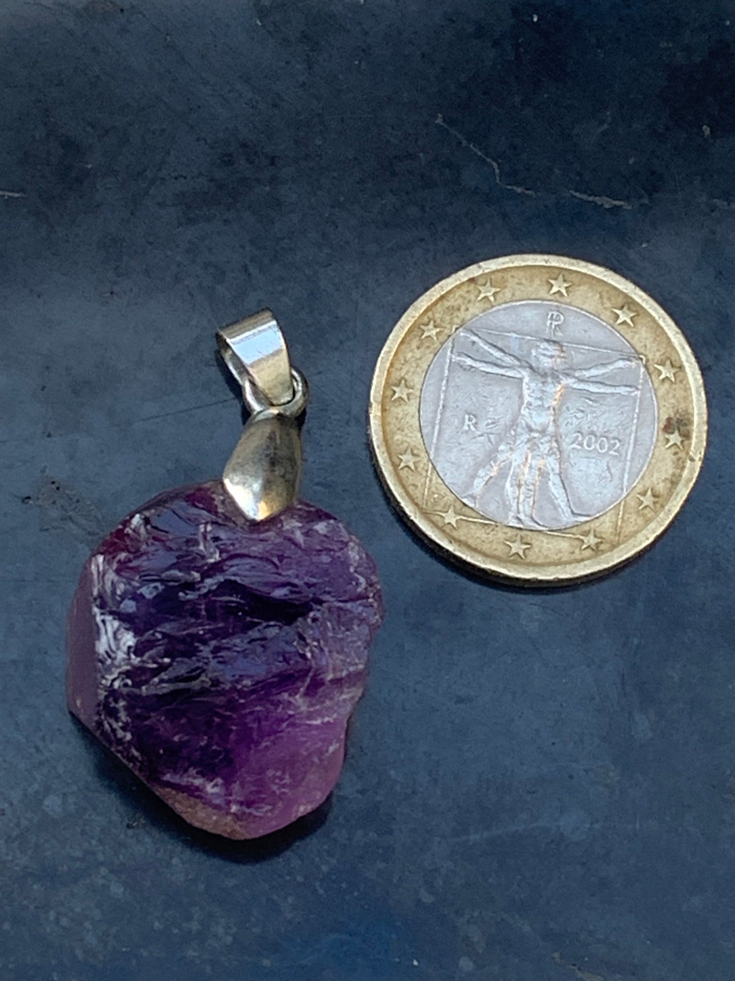Amethyst, 'crystal' pendant, 40mm high x 20mm wide x 12mm thick. Sold with a free adjustable black cord!