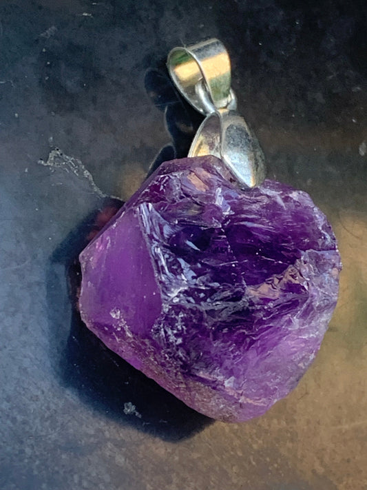 Amethyst, 'crystal' pendant, 40mm high x 20mm wide x 12mm thick. Sold with a free adjustable black cord!