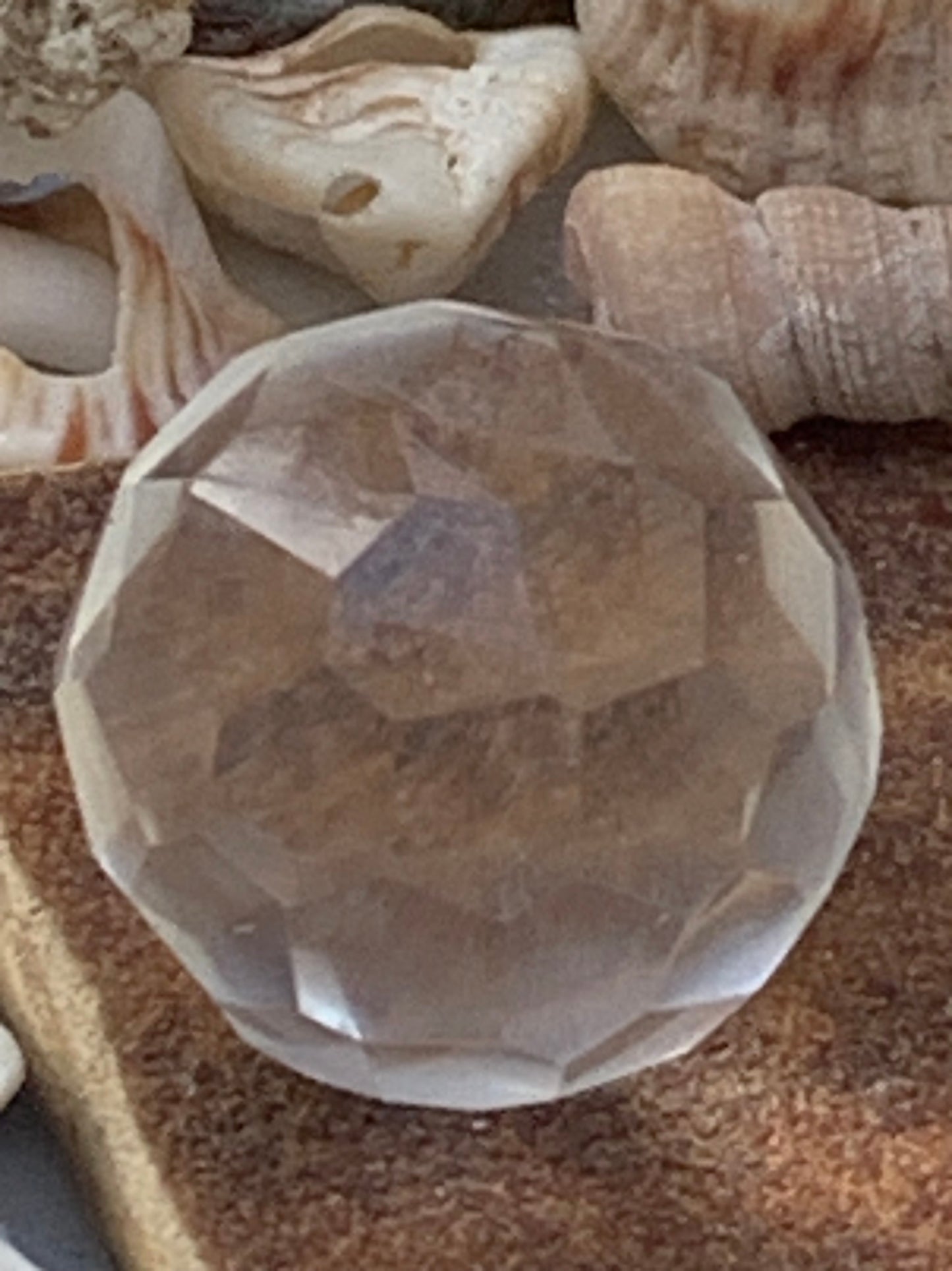 Cristal Vogel en cristal de roche de 48 facettes ! Ø 20 mm de diamètre !