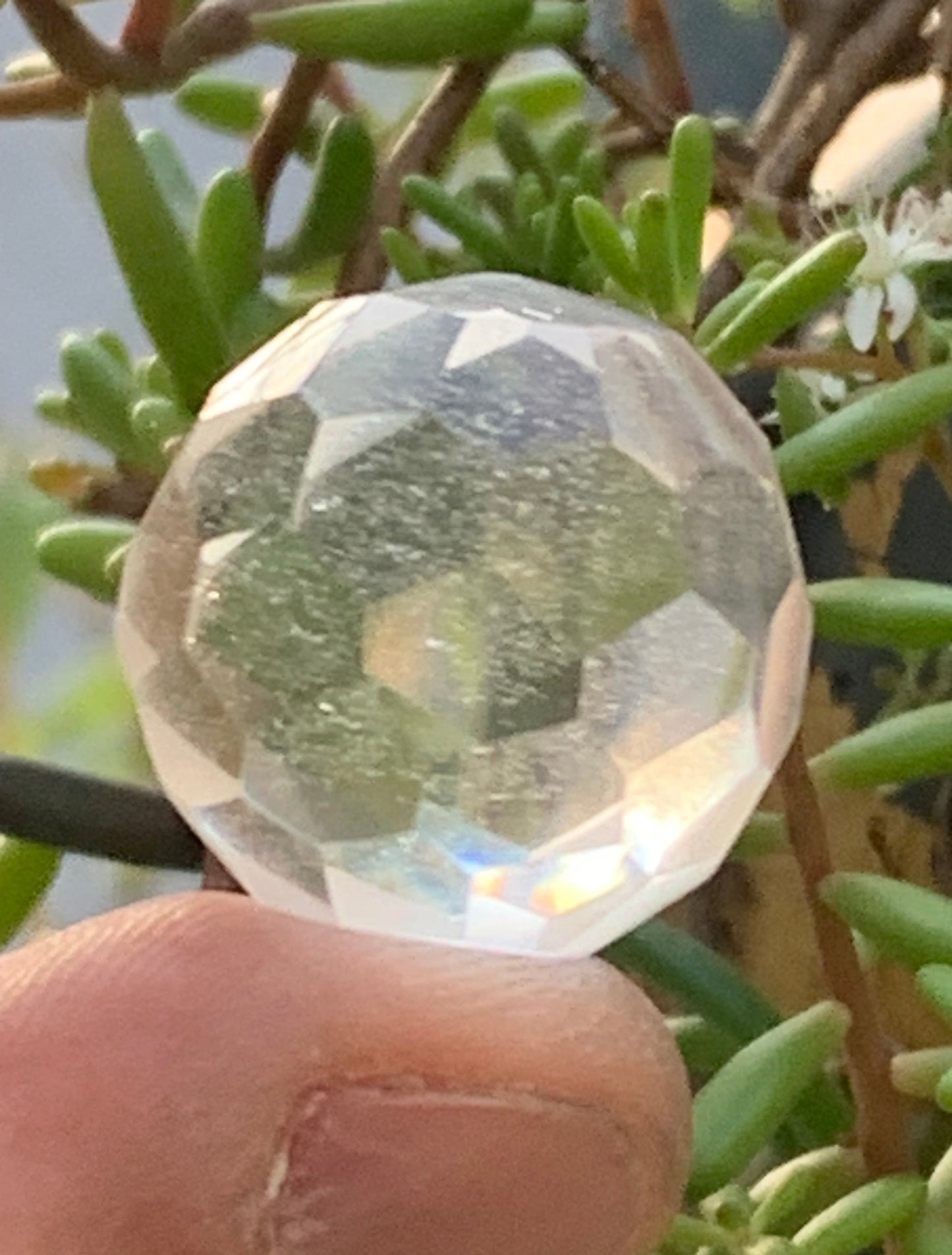 Cristal Vogel en cristal de roche de 48 facettes ! Ø 20 mm de diamètre !