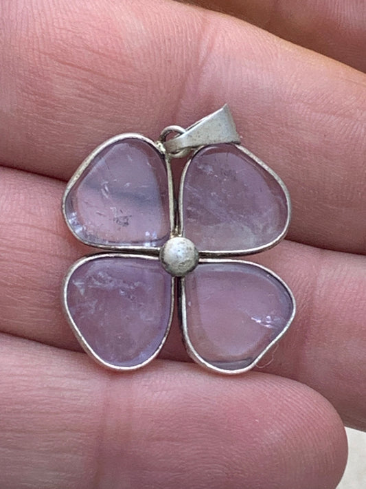 Amethyst, '4-leaf clover' pendant, 35mm high x 25mm wide x 4mm thick. Sold with a free adjustable black cord!