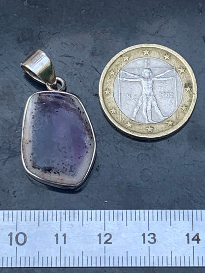 Amethyst 'super 7/ super seven', Silver pendant, 38mm high x 18 wide x 6 thick. Sold with a free adjustable black cord!
