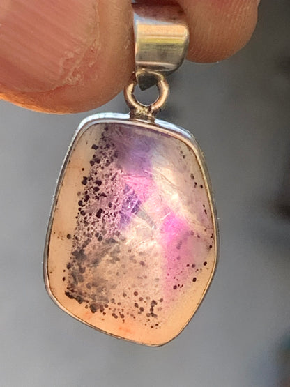 Amethyst 'super 7/ super seven', Silver pendant, 38mm high x 18 wide x 6 thick. Sold with a free adjustable black cord!