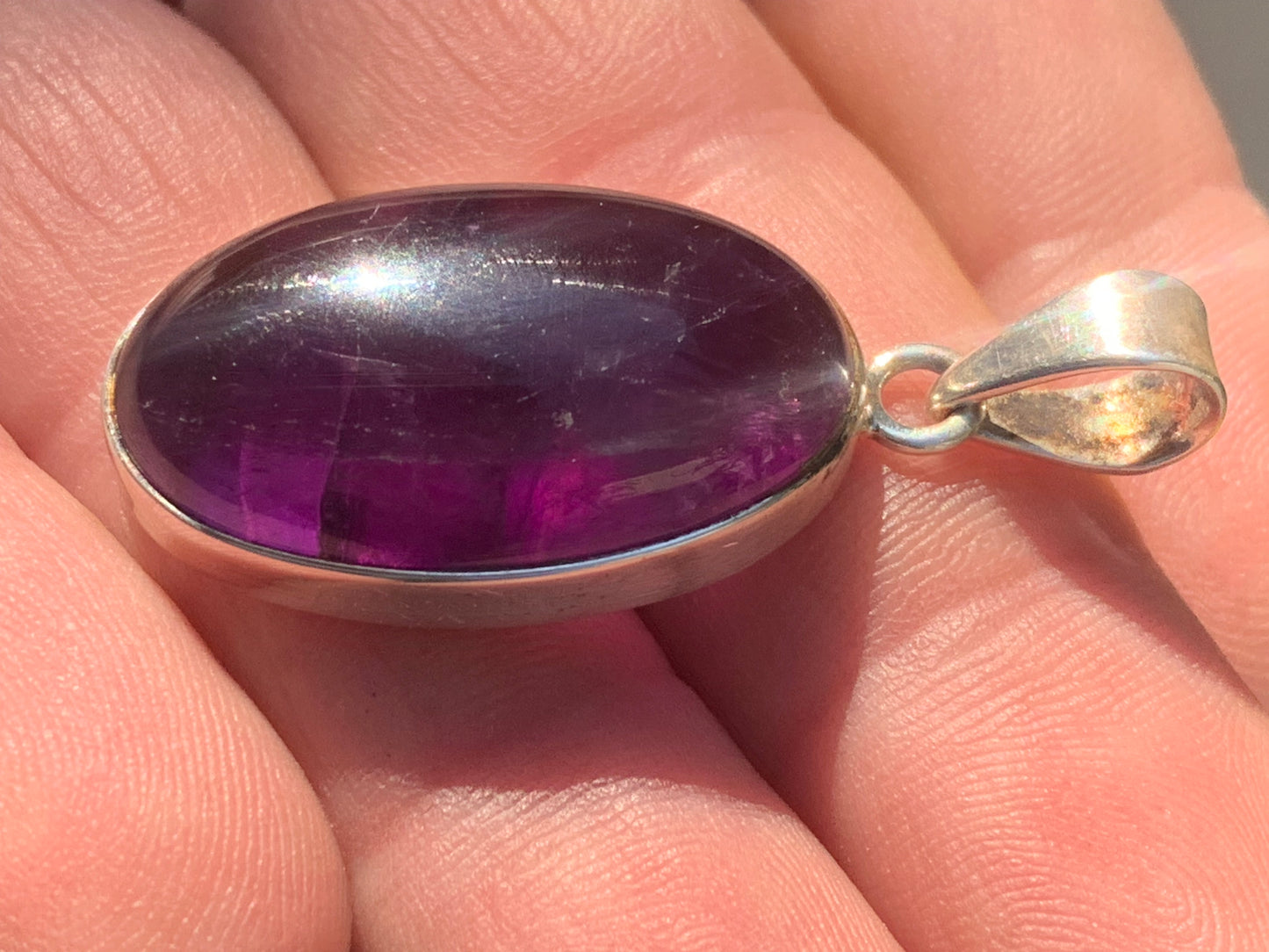 Amethyst, superb silver pendant measuring 42 mm high x 19 mm wide x 10 mm thick. Sold with a free adjustable black cord!