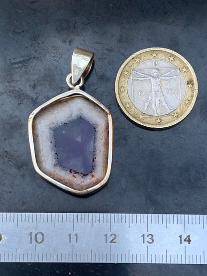 Amethyst 'super 7/ super seven', Silver pendant, 40mm high x 25mm wide x 6mm thick. Sold with a free adjustable black cord!