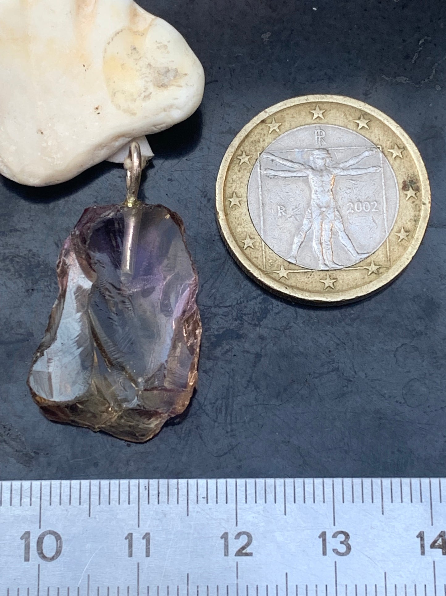 Ametrine, superb pendant measuring 32 mm high x 16 mm wide x 7 mm thick. Sold with a free adjustable black cord!