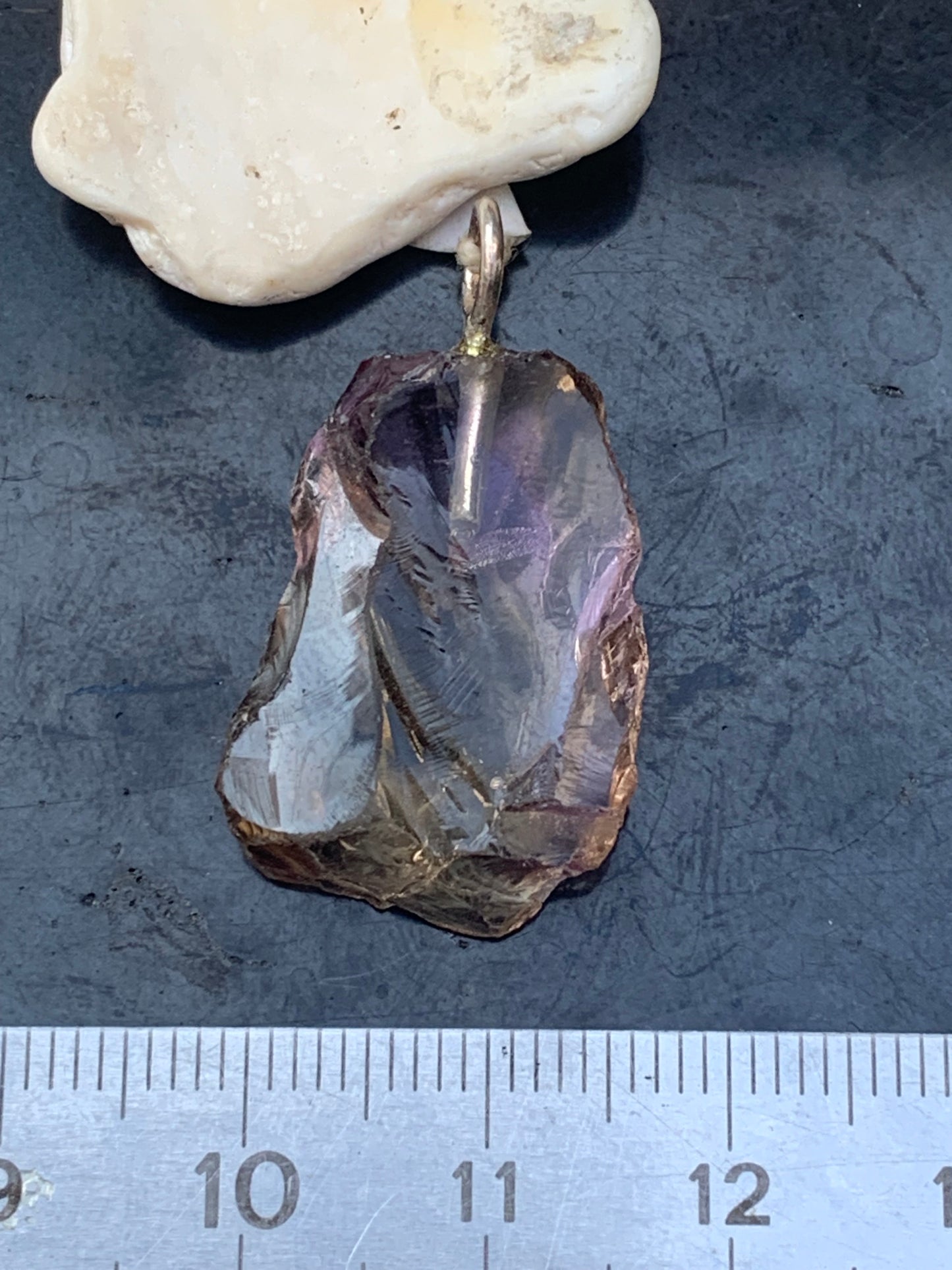 Ametrine, superb pendant measuring 32 mm high x 16 mm wide x 7 mm thick. Sold with a free adjustable black cord!