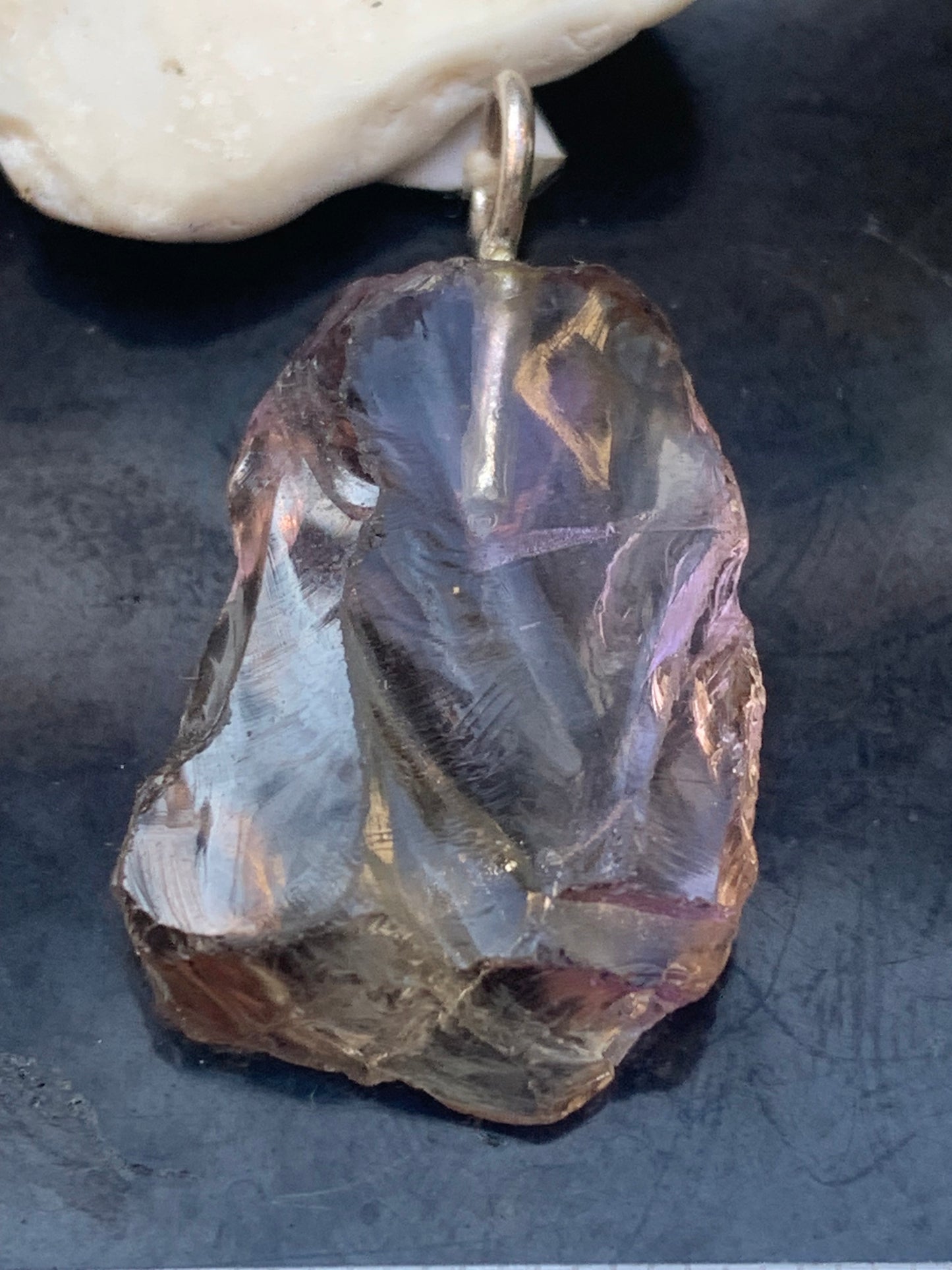 Ametrine, superb pendant measuring 32 mm high x 16 mm wide x 7 mm thick. Sold with a free adjustable black cord!