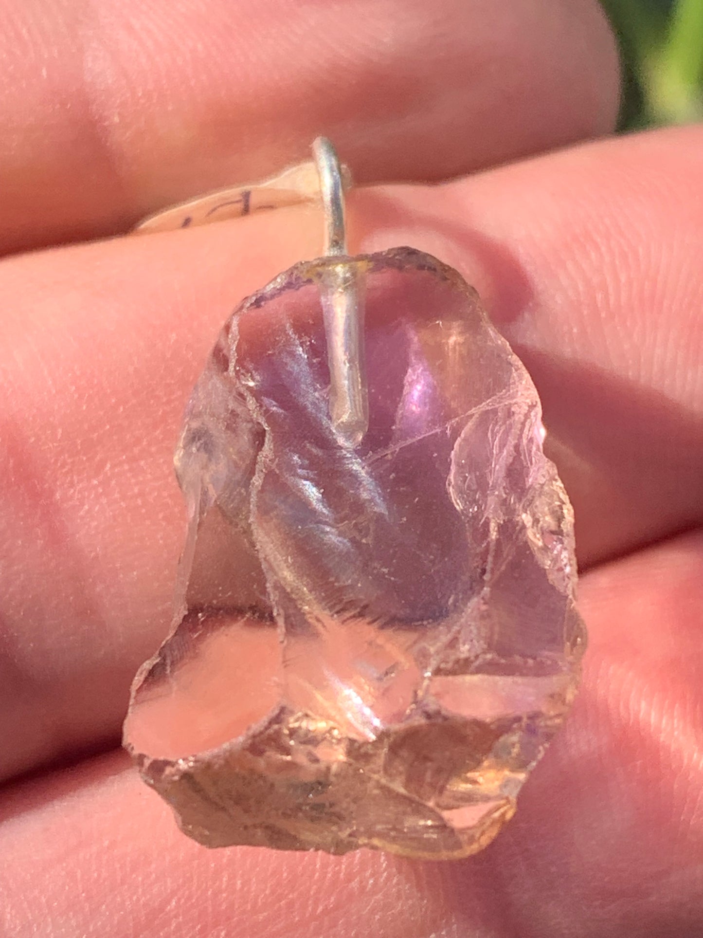 Ametrine, superb pendant measuring 32 mm high x 16 mm wide x 7 mm thick. Sold with a free adjustable black cord!