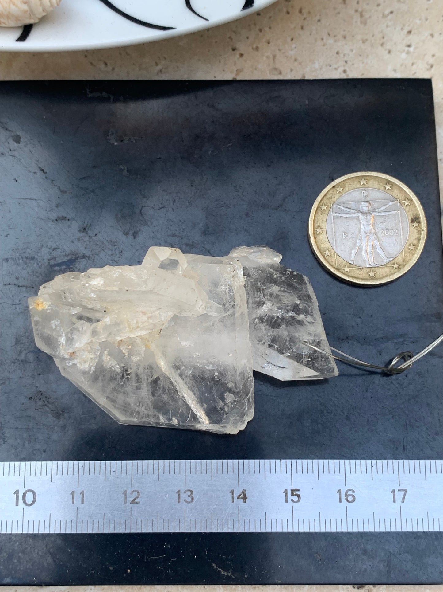Rock crystal/quartz 'Faden', AA to AAA quality pendant, 58mm high x 35 wide x 25 thick. Sold with adjustable black cord! A crystal jewel, for those who love walking between light and mystery!