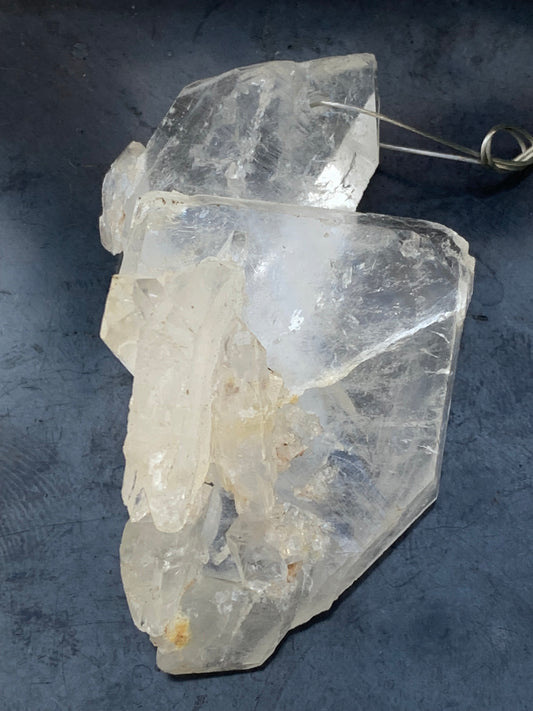 Rock crystal/quartz 'Faden', AA to AAA quality pendant, 58mm high x 35 wide x 25 thick. Sold with adjustable black cord! A crystal jewel, for those who love walking between light and mystery!