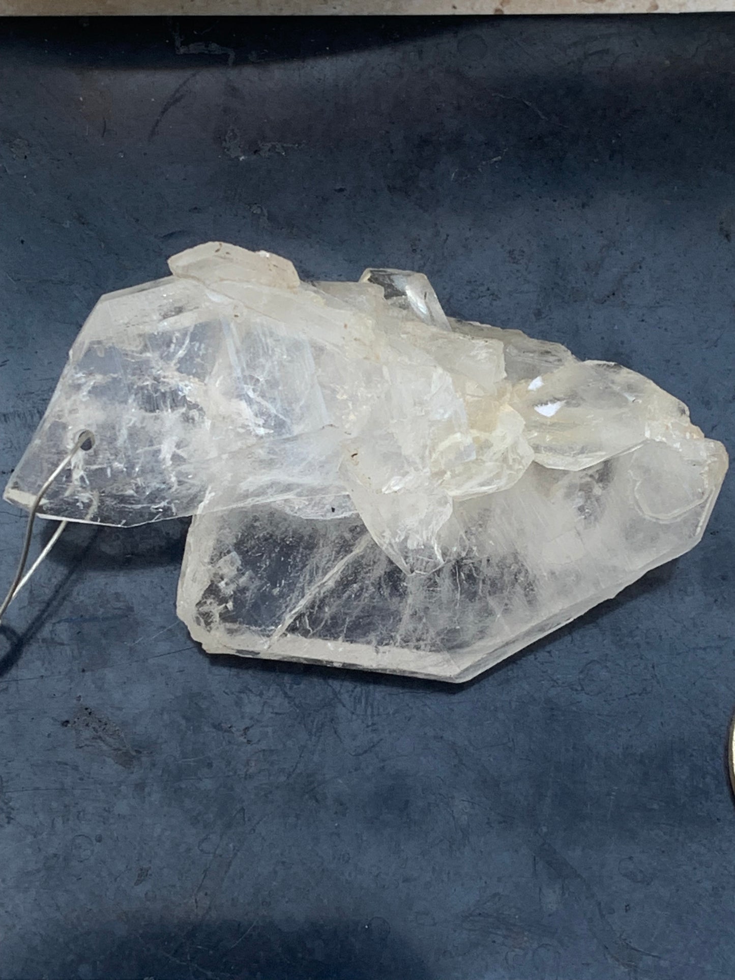 Rock crystal/quartz 'Faden', AA to AAA quality pendant, 58mm high x 35 wide x 25 thick. Sold with adjustable black cord! A crystal jewel, for those who love walking between light and mystery!
