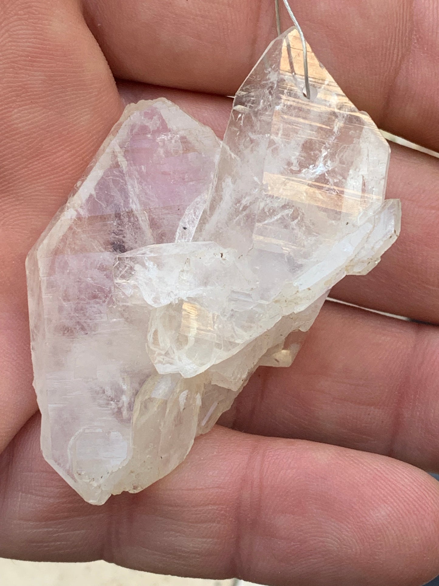 Rock crystal/quartz 'Faden', AA to AAA quality pendant, 58mm high x 35 wide x 25 thick. Sold with adjustable black cord! A crystal jewel, for those who love walking between light and mystery!