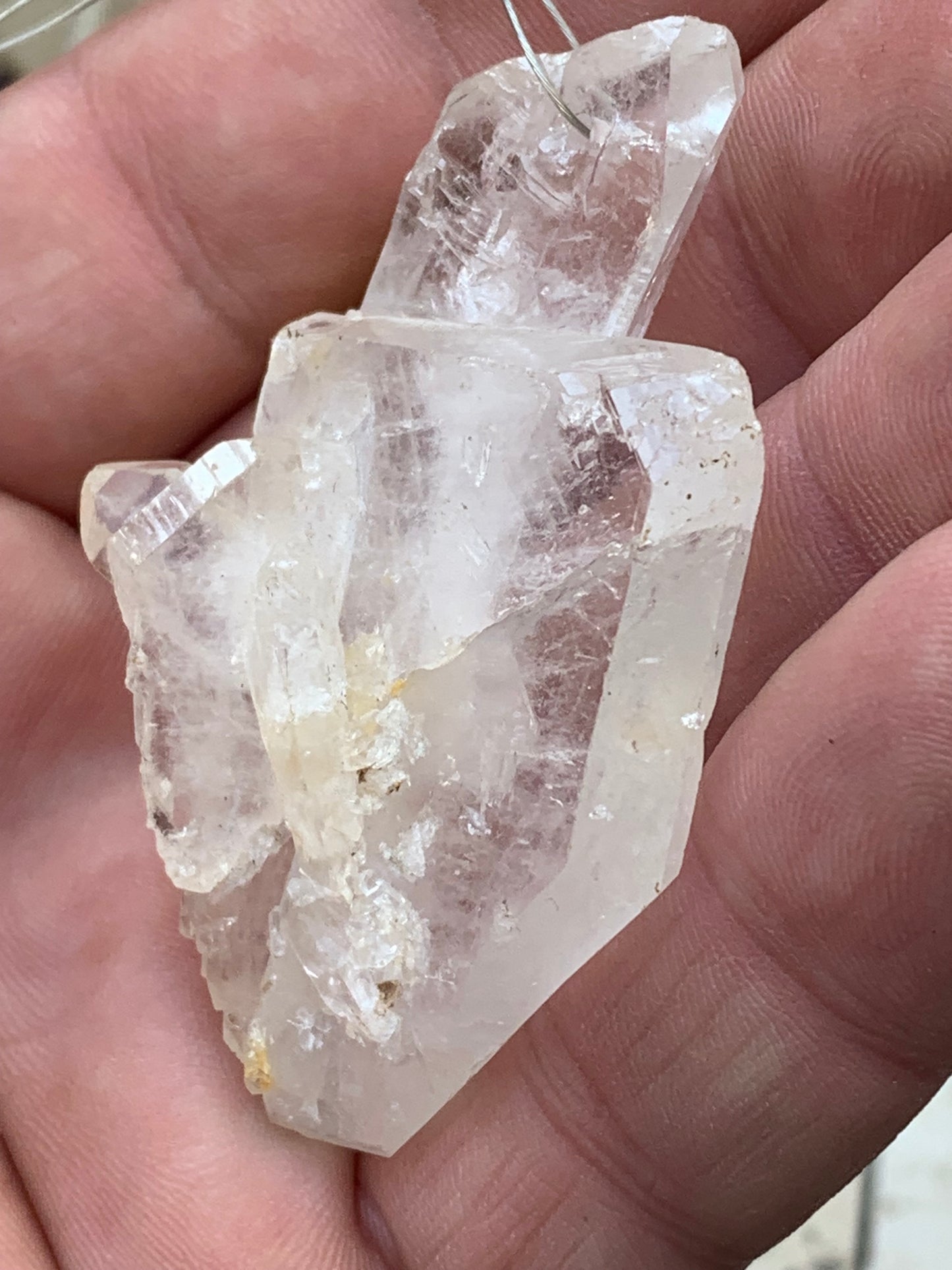 Rock crystal/quartz 'Faden', AA to AAA quality pendant, 58mm high x 35 wide x 25 thick. Sold with adjustable black cord! A crystal jewel, for those who love walking between light and mystery!