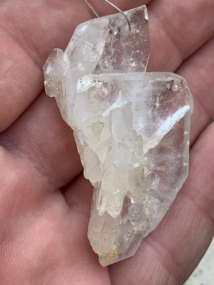 Rock crystal/quartz 'Faden', AA to AAA quality pendant, 58mm high x 35 wide x 25 thick. Sold with adjustable black cord! A crystal jewel, for those who love walking between light and mystery!