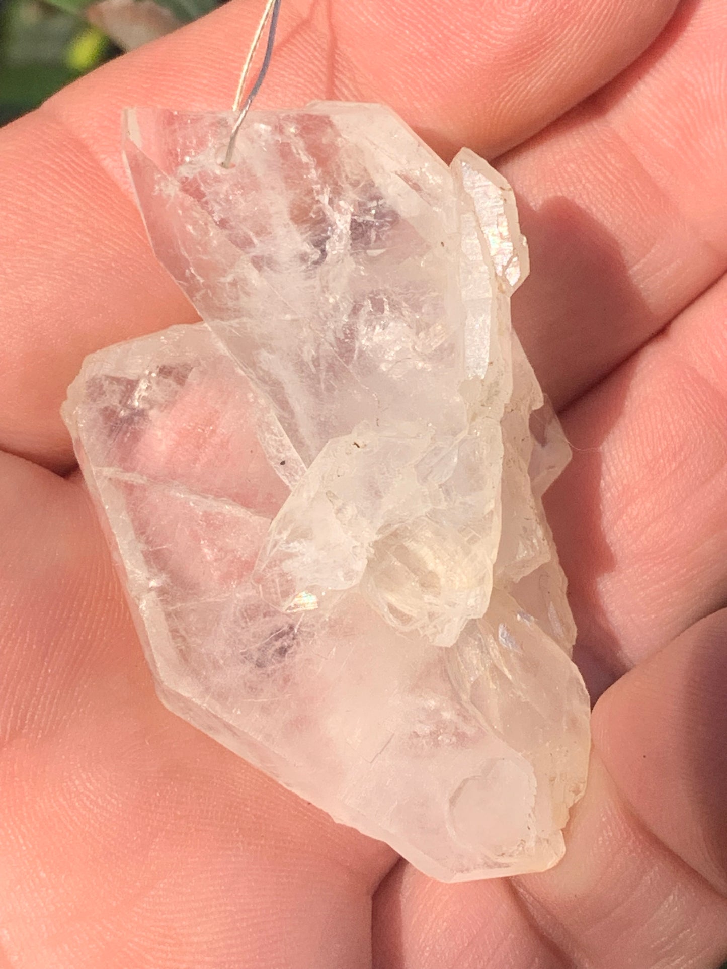Rock crystal/quartz 'Faden', AA to AAA quality pendant, 58mm high x 35 wide x 25 thick. Sold with adjustable black cord! A crystal jewel, for those who love walking between light and mystery!