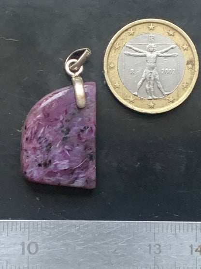 Charoite, magnificent 925 Silver pendant, 35mm high x 18mm wide x 7mm thick. Sold with an adjustable black cord!
