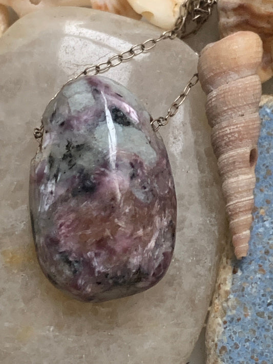Charoite, 925 Silver pendant, 25mm high x 16mm wide x 10mm thick. Sold with an adjustable black cord!