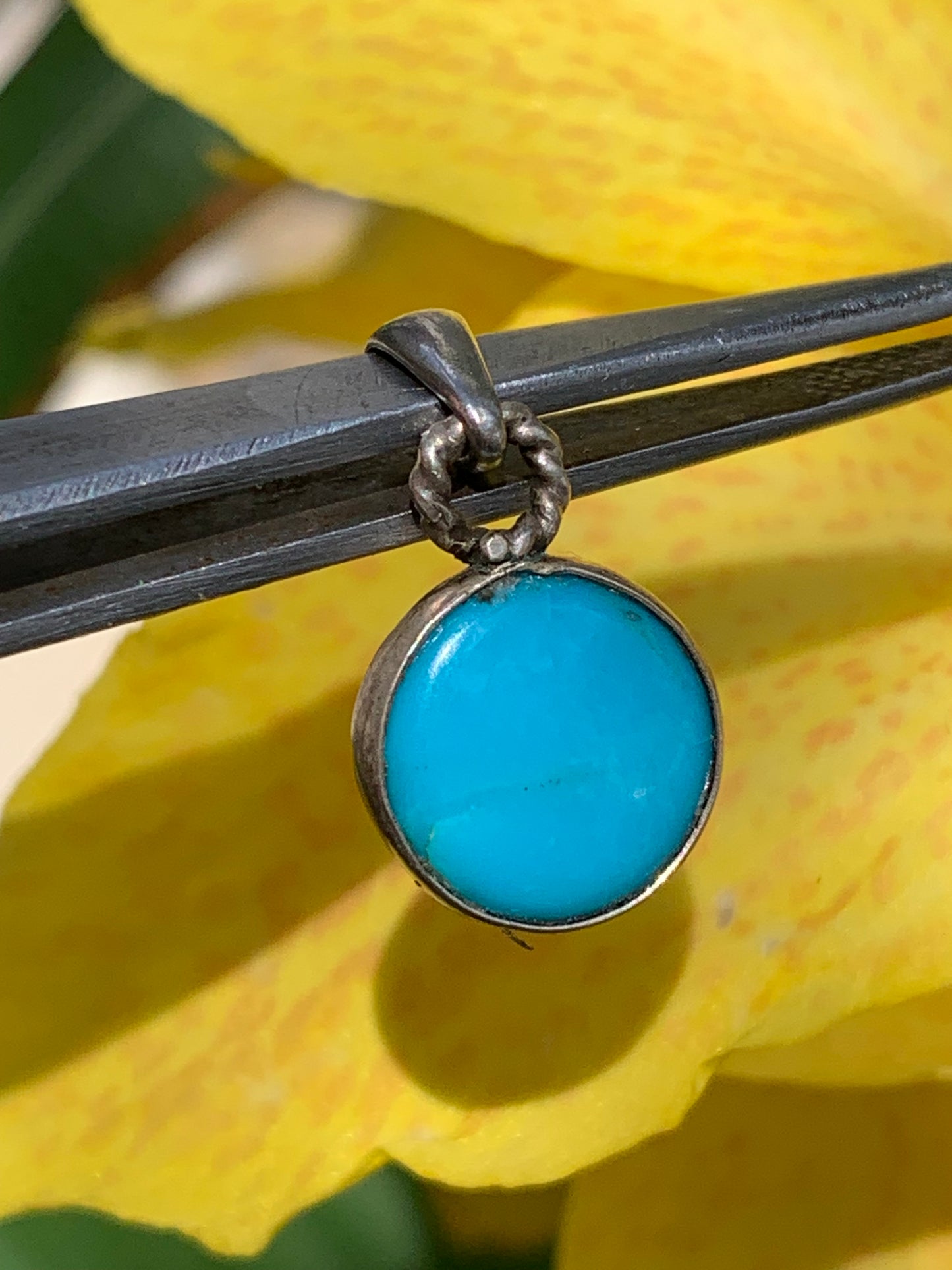 Turquoise des U.S.A ! Pendentif en Argent 925 de 22mm de hauteur x 12 de largeur x 4 d'épaisseur. Vendu avec cordon réglable de couleur noire !