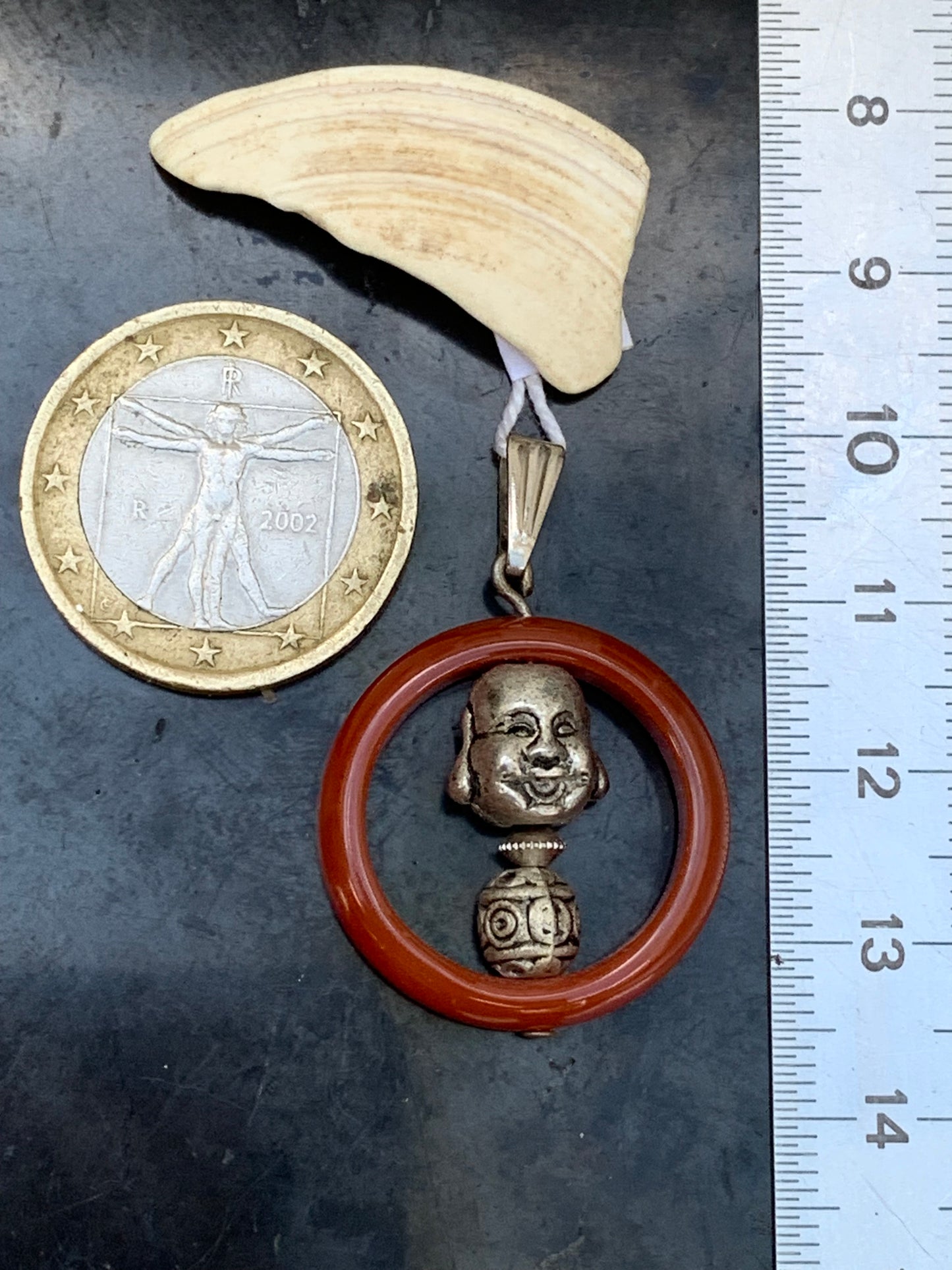 Carnelian pendant made by Gem &amp; Zen, 32mm high x 24mm wide x 8mm thick. Sold with adjustable black cord!