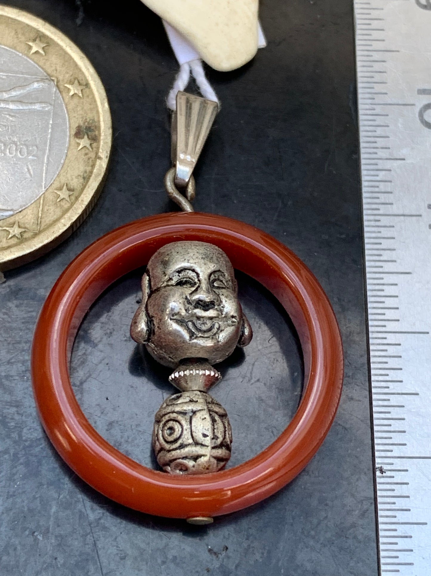 Carnelian pendant made by Gem &amp; Zen, 32mm high x 24mm wide x 8mm thick. Sold with adjustable black cord!