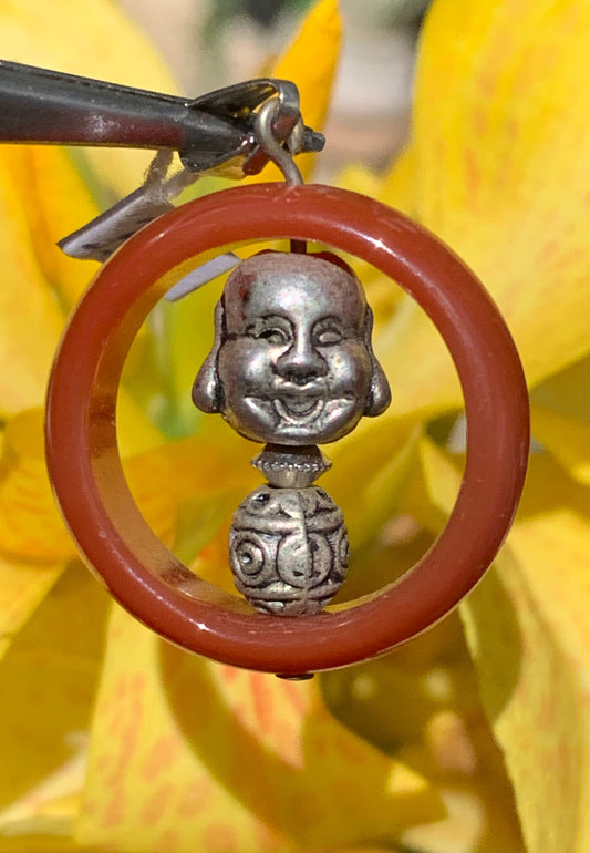 Carnelian pendant made by Gem &amp; Zen, 32mm high x 24mm wide x 8mm thick. Sold with adjustable black cord!