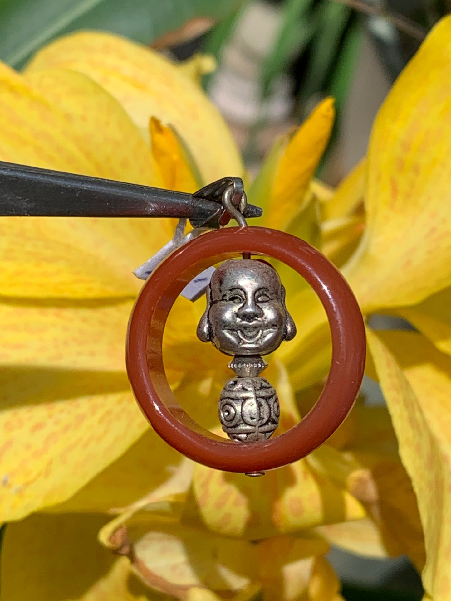 Carnelian pendant made by Gem &amp; Zen, 32mm high x 24mm wide x 8mm thick. Sold with adjustable black cord!