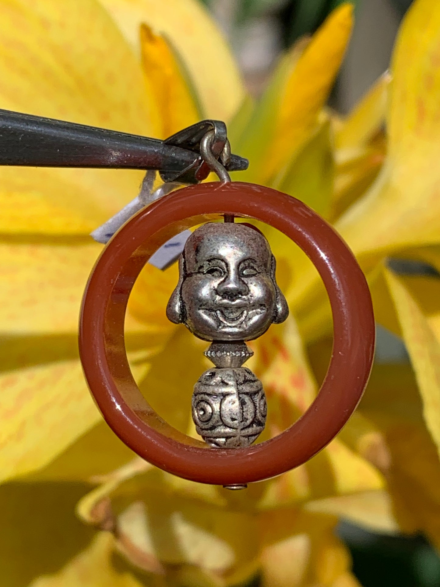 Carnelian pendant made by Gem &amp; Zen, 32mm high x 24mm wide x 8mm thick. Sold with adjustable black cord!