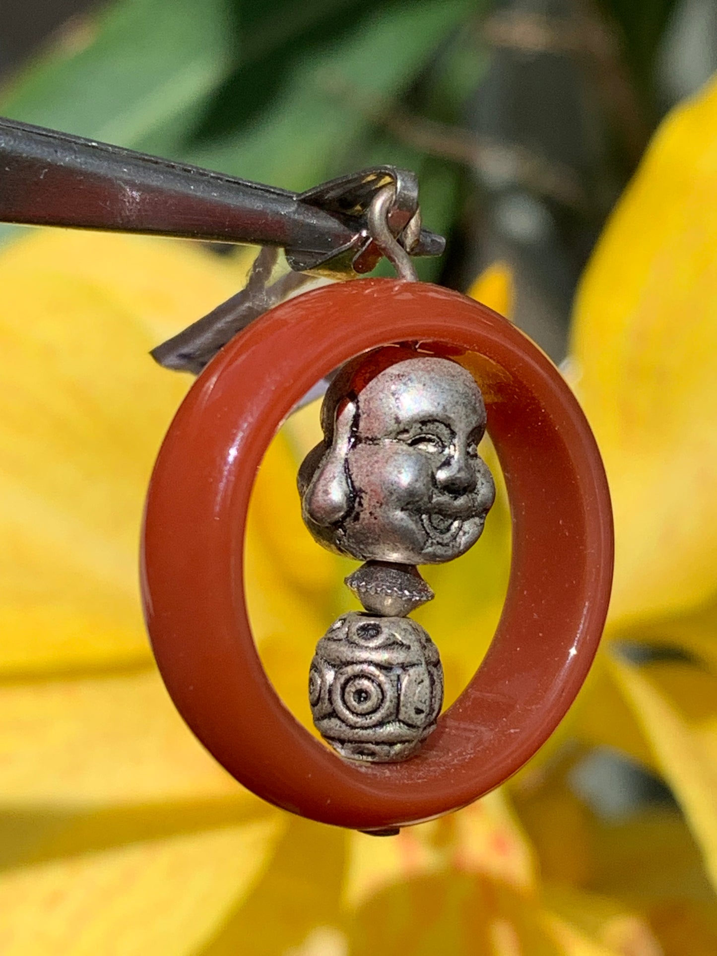 Carnelian pendant made by Gem &amp; Zen, 32mm high x 24mm wide x 8mm thick. Sold with adjustable black cord!
